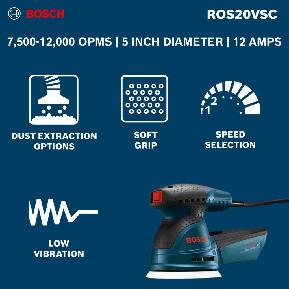 BOSCH ROS20VSC 5 In. Palm Random Orbit Sander/Polisher photo 10
