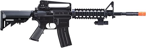 Miniatura 2 de Rifle Airsoft ligero M-16A con resorte con guardamanos de riel cuádruple, cultivos intercambiables y mira láser desmontable (color: negro) - Dos