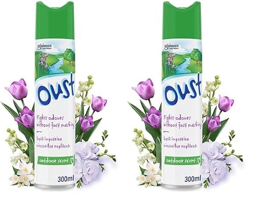 Image of Oust Odour Eliminator Aerosol Air Freshener Outdoor Scent, 300ml (Pack of 2)