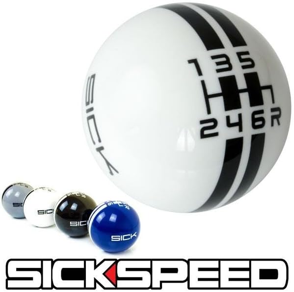 White/Black Sick Rally Stripe Shift Knob For 6 Speed 6Rdr Shifter 12 X 1.25 K17
