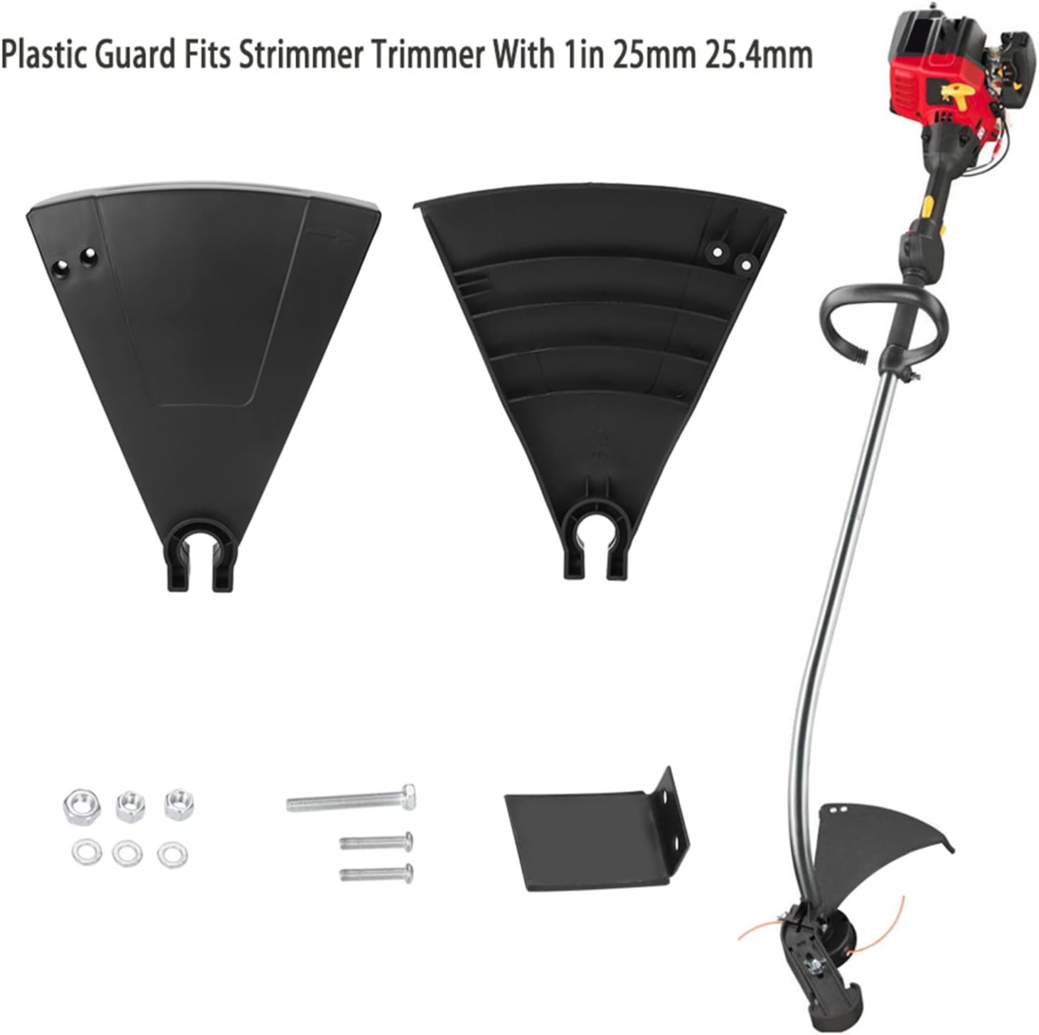 Garosa Universal String Trimmer Guard Replacement Part, Black Plastic for Bent Shaft Trimmers 1 Inch Diameter, Compatible with Most Brands Including