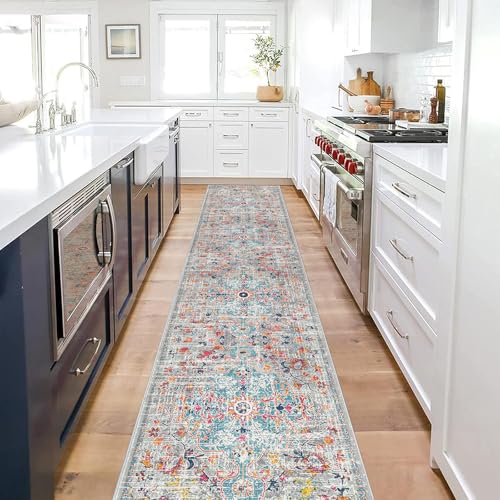 Pauwer Boho Hallway Runner Rug 2x10 Washable Entryway Area Rugs Non Slip Farmhouse Vintage Floor Mat Carpet Runner for Hallways Laundry Room Kitchen Bathroom Bedroom