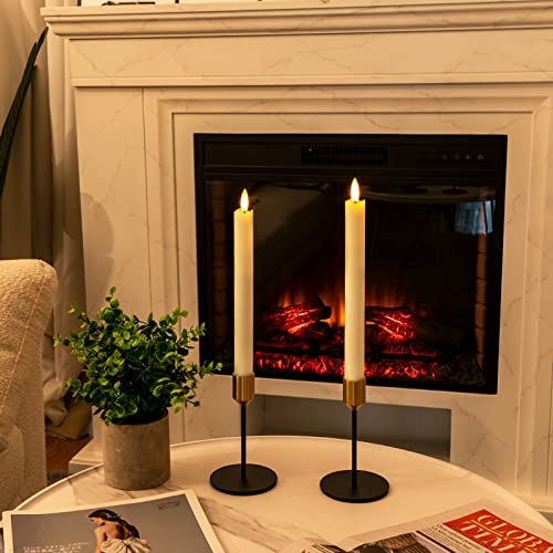 Homemory 2 Pcs Real Wax Made Flameless Taper Candles With Remote And Timer, 9.6" Ivory Battery Operated Candle Stick Flickering, Led Taper Candles With Lifelike Flame For Valentine's Day Indoor Decor #TOP2