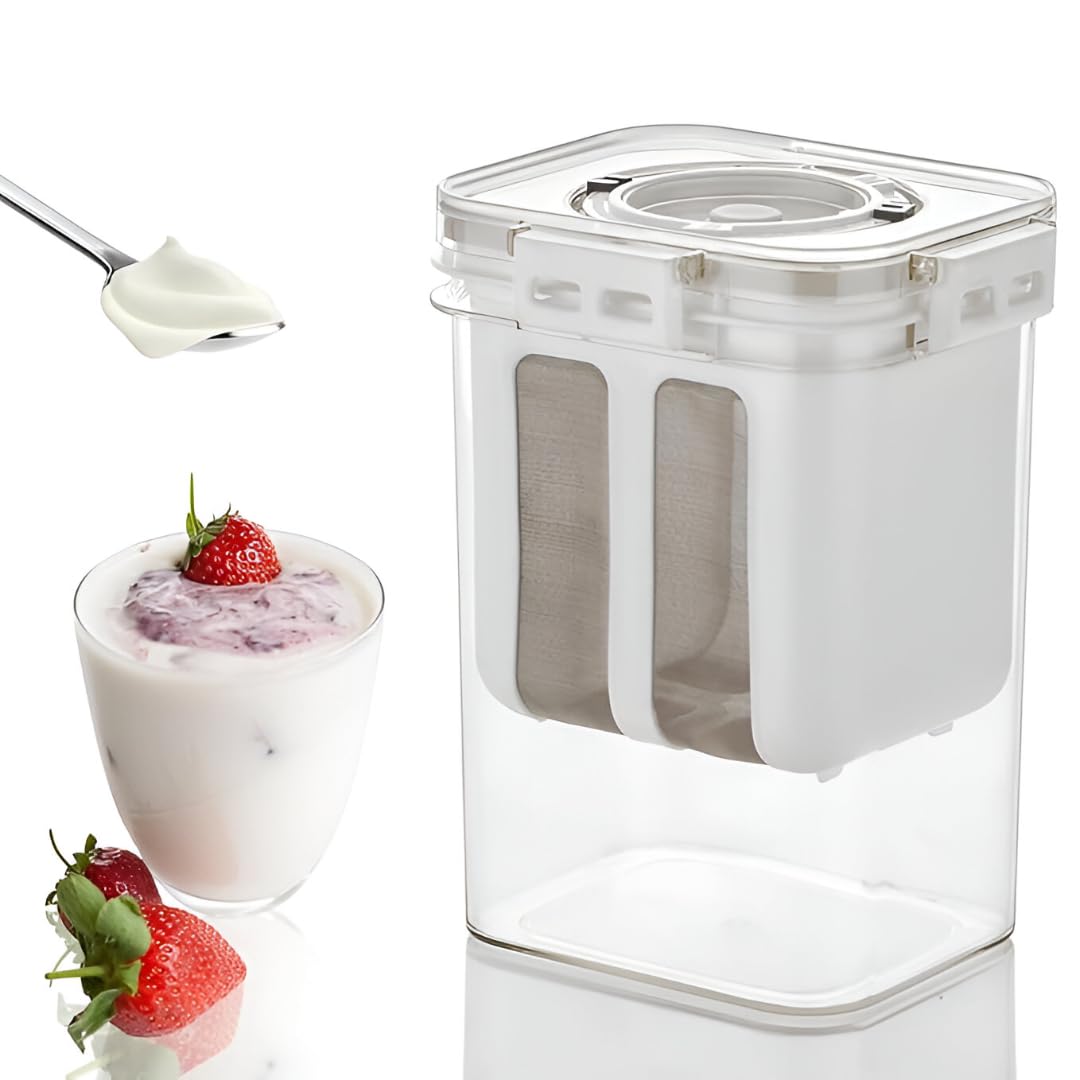 Ecodex Yogurt Strainer Container with Mesh Filter Homemade Yogurt Maker for Thick Creamy Yogurt, Cheese, and Labneh BPA-Free (Yogurt Filter 1400 ml, Pack of 1)-image-20