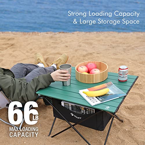 image for VILLEY Portable Camping Side Table, Ultralight Aluminum Folding Beach 