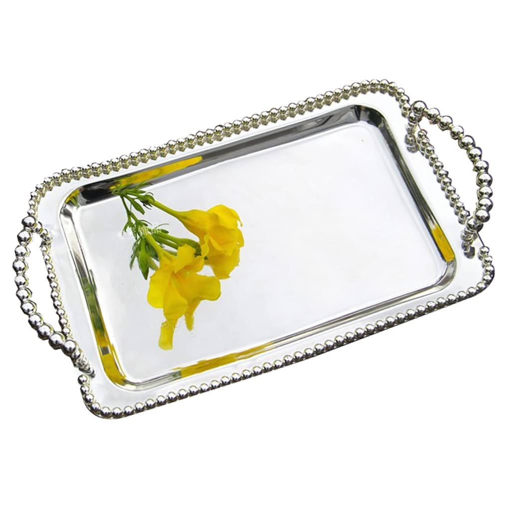 Bandeja Decorativa con Asas, Bandeja de Comida for Mesa de Centro, bandejas rectangulares de aleación for Servir, Organizador de joyería y Perfume