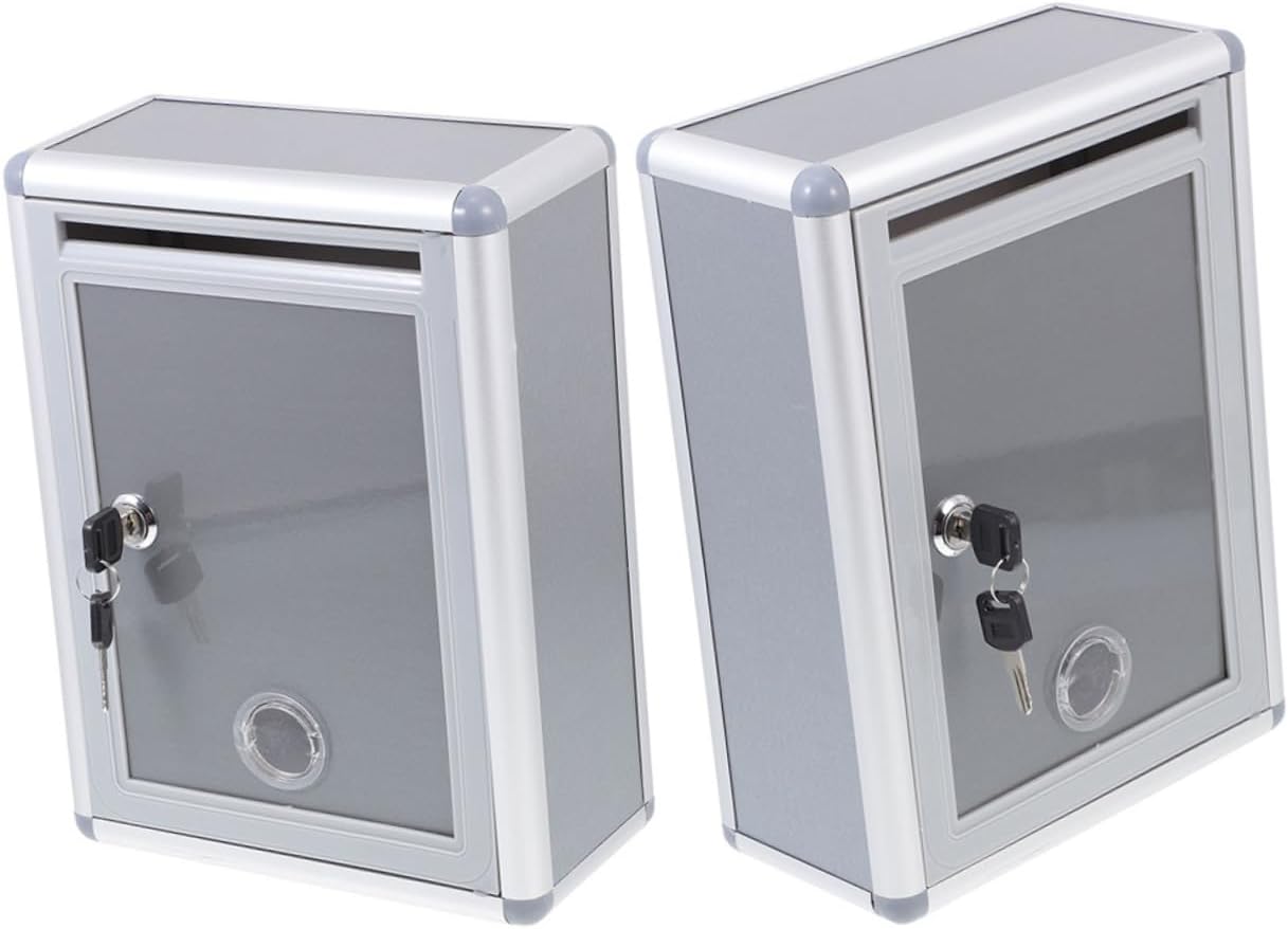 POPETPOP 2pcs Wall Mount Mailbox Suggestion Box Locking Letter Box Mailbox Lock Metal Wall Mount