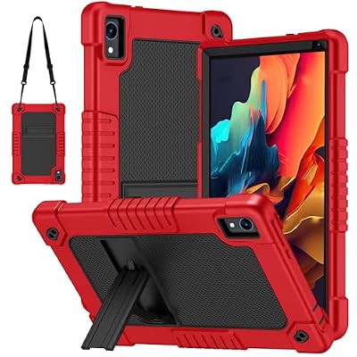 Kebiory for Jeazans OC101/Jeazans C107 10.1 inch Tab Case Heavy Duty Protective with Shoulder Strap Kickstand Kids Friendly for Freeski/HiGrace/ZOFYWNAS 10.1" Tablet (RedBlack)