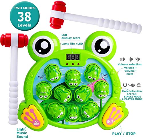 rolimate Interactive Whack A Frog Game, Activity Music Early Developmental Learning Toy, Fine Motor Skills Toddler Toy, Active Pounding Toy Fun Educational Gift for 3 4 5 6 7 8 Years Boys Girls Kids