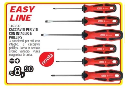 SET SERIE 6 PEZZI CACCIAVITE VALEX CACCIAVITI TAGLIO FLAT + PHILLIPS 1463837
