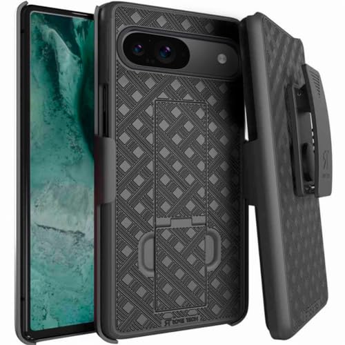Designed for Google Pixel 9 Case with Belt Clip Holster - Kickstand Cover Phone Case - Black