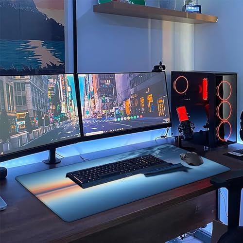 Gaming Tapis de Souris XXL 800 x 400 x 3 mm Grand Tapis de Souris Bleu Mouse Pad Mer Tapis Souris Résistant à l'eau Surface Lisse et Base en Caoutchouc Anti-dérapant, Decoration Chambre Gifts Z-134 – vue 6