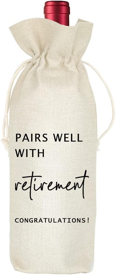 Socive Retirement Wine Bag, Retired Gifts Wine Bags, Pairs Well With Retirement, Gift for Him or Her, Leaving Gift for Colleagues Best Friends Coworkers Boss Nurse Teachers