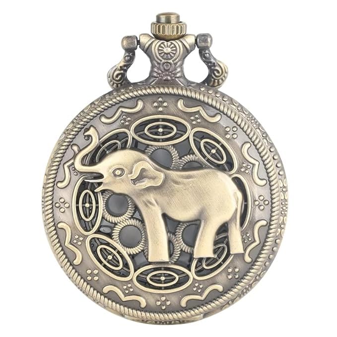 ROSEWELL TRADERS Elephant Style Quartz Pocket Watch, Suitable for Men and Women (DIL) (B0D67C4VZR) Amazon Price History, Amazon Price Tracker