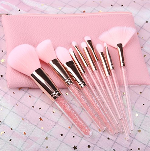 Z'oreya Concealer Blending Professional Makeup Brushes 10Pcs Soft Synthetic Hair Blush Foundation Eye Shadow Fan Brush #TOP2