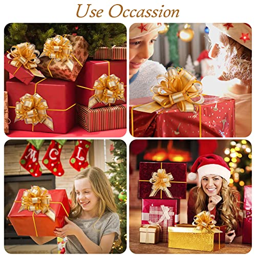 Amcami 20 Pieces Large Pull Bows For Gift Wrapping Christmas Big Gold Ribbon Bows For Xmas Gift Baskets Wine Bottles Decoration Gift Bows Organza Pull Bow For Wedding Party Birthdays Holidays #TOP6