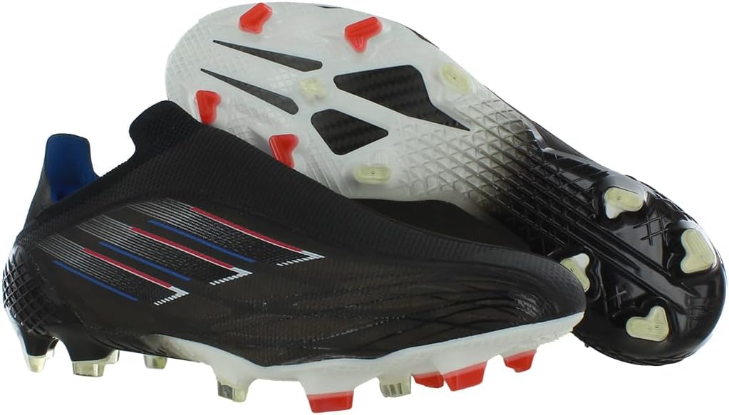 adidas X Speedflow+ Firm Ground Unisex Shoes Size 6.5, Color: Core Black/Cloud White/Vivid Red-Black - Image 2