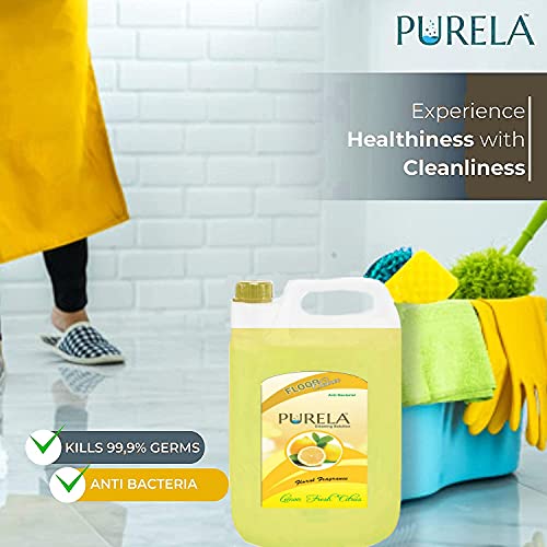 Image of floor cleaner liquid, Kills All Germs & Viruses To Makes Surfaces Safe & Remove Tough Stains, Bathroom Surface Cleaning Liquid, Disinfectant & Insect Repellent - 5 Liter (Lemon) (Lemon)