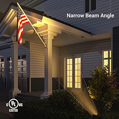 Edishine Led Outdoor Spotlight, 3000K 2-Level Dimmable (507Lm 8.75W/263Lm 4W) Waterproof Plug In Spotlight Outdoor For Garden, Flag, Trees, 5 Ft Extension Cord, Ul Listed #TOP3