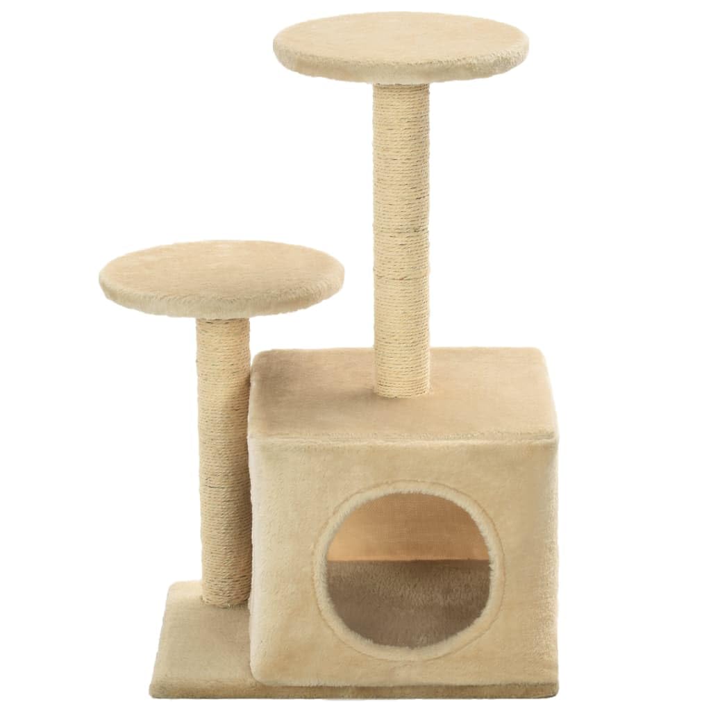 Katzen-Kratzbaum mit Sisalsäulen 60 cm Beige für Kätzchen | Kompakte Kletterhilfe fürs Wohnzimmer mit Kuschelhöhle, Aussichtsplattform und robustem Sisal zum Krallenschärfen.