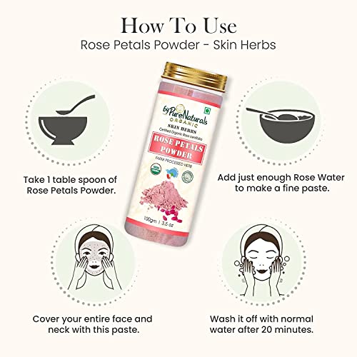 Image of byPureNaturals 100% Natural Herbal Organic Rose Petal Powder Rose Centifolia Powder Hair Growth Healthy Skin Face Care- 100gm
