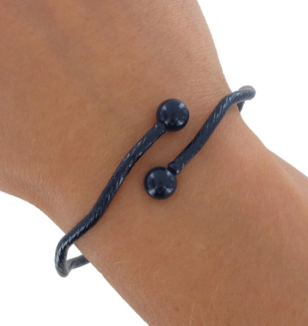 Blue Retro Twist Pattern Enamel Wave Wrap Around Layering Bracelet 1970s Fashion Bracelets for Women Trendy Accessories for Women Stylish Additions Chic Details 1