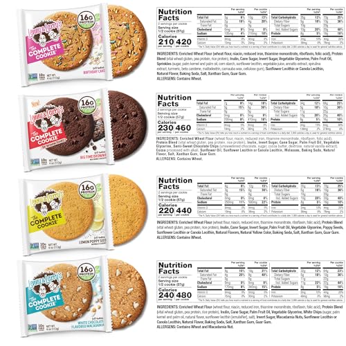 Lenny & Larry's The Complete Cookie, 8 Flavor Variety Pack, Soft Baked, 16g Plant Protein, Vegan, Non-GMO, 4 Ounce Cookie (Pack of 16)