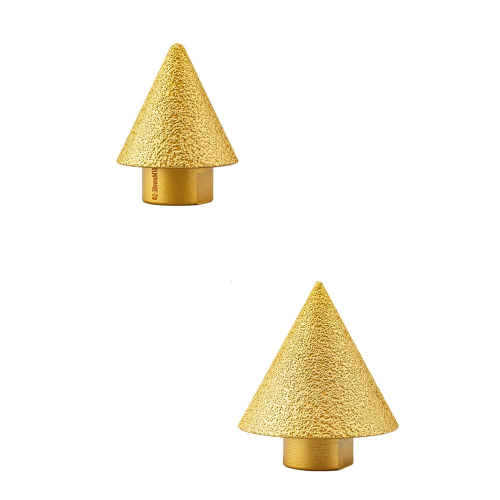 2PCS Diamond Countersink Drill Bit Beveling Chamfer Bit for Existing Enlarging Shaping Trimming Holes M10 Screw Hole Gold (Small+Large)