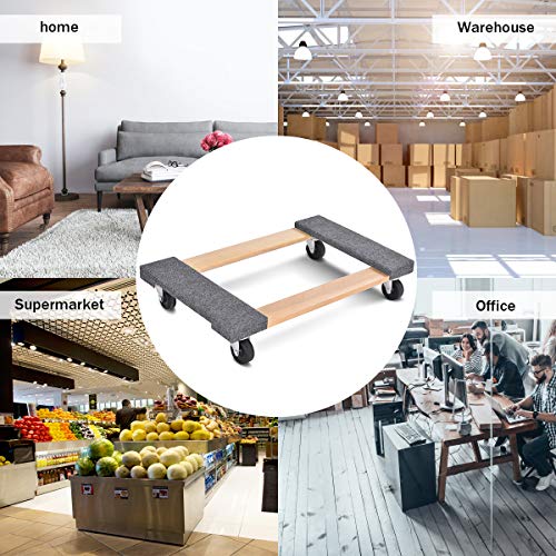 Goplus Furniture Moving Dolly, Heavy Duty Wood Rolling Mover With Wheels For Piano Couch Fridge Heavy Items, Securely Holds 1000 Lbs (30"X18" With Carpet End) #TOP5
