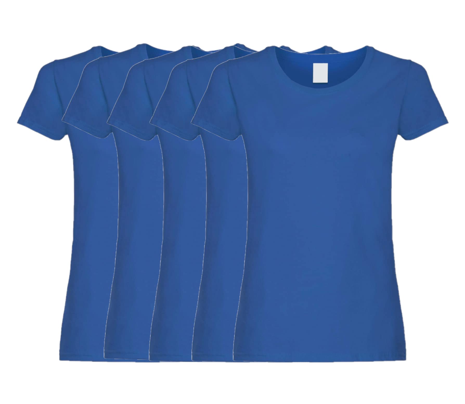 COOZO Ladies Original Pack of 5 Short Sleeve T-Shirts - Royal Blue - L