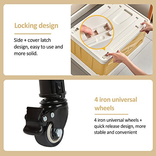 Xcbyt Foldable Rolling Crate Utility Cart - 50 L Rolling Cart Multifunctional Foldable Large-Capacity With Lid On 4 Universal Wheels For Teachers Shopping Made From Heavy Duty Plastic #TOP4