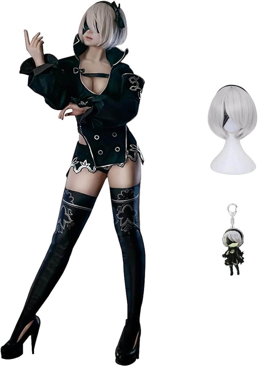 HNZQE YoRHa - Disfraz de anime para mujer modelo Autómata Nier 2b para cosplay talla 2 tipo B negro ajustado para Halloween conjunto completo para