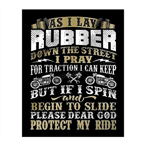 Lay Rubber & Dear God Protect My Ride -Funny Garage Wall Print-8 x10 -Wall Decor-Ready To Frame. Home-Office-Man Cave-Bar-Garage Decor. Great For Motorcycles & Gearheads. Printed on Paper.