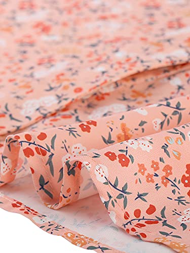 Allegra K Women's Chiffon Floral Tops V Neck Long Sleeve Button-Up Blouse Shirt X-Small Pink #TOP5