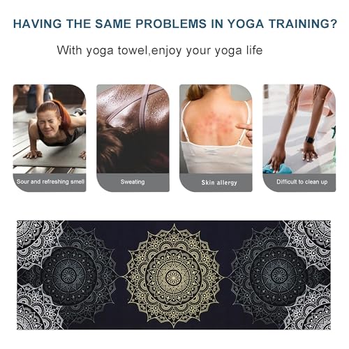 image for BagYG Yoga Mat Towel with Corner Pockets - Microfiber Yoga Towels for 