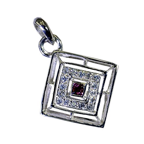 Pendentif en grenat et argent 925 de style carré pour collier chakra chic