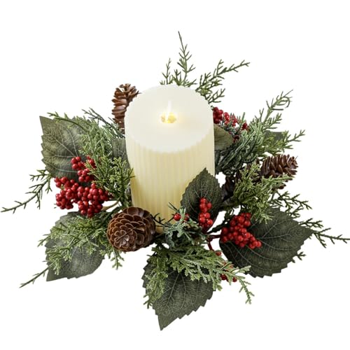 Walopola 4 Stück Weihnachtskerzenringe, Kerzenringe Für...
