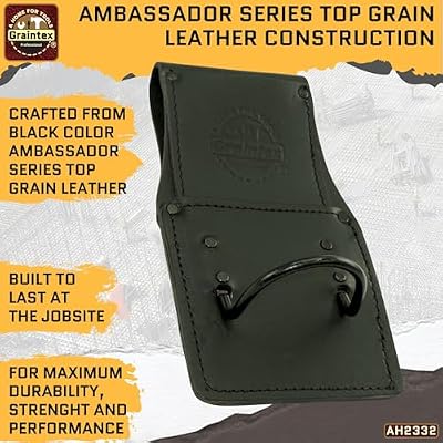 Graintex Hammer Holder Ambassador Series Color Top Grain Leather, Hammer Loop, Leather Tool Holster, Construction Workers, Electricians, Framers, Drywall Contractors