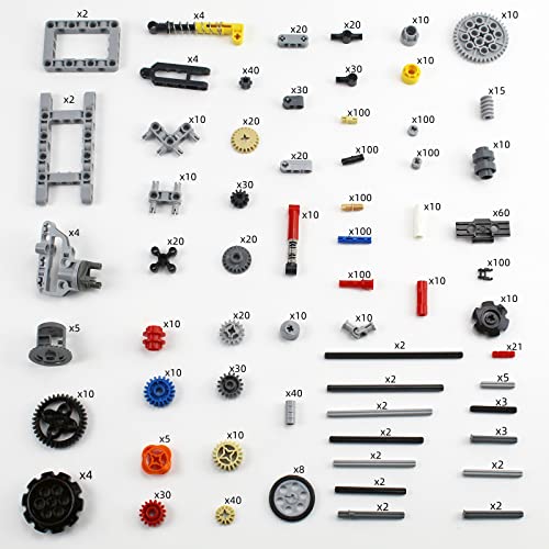 1533 Pcs Technical Parts Building Block Accessories Technical Vehicles Gears Cross Axles Wheels Connectors Pieces Sets Chain Link Pins Joints Bricks Shock Absorber Moc Technical Lots Pack Bulk Toys #TOP1