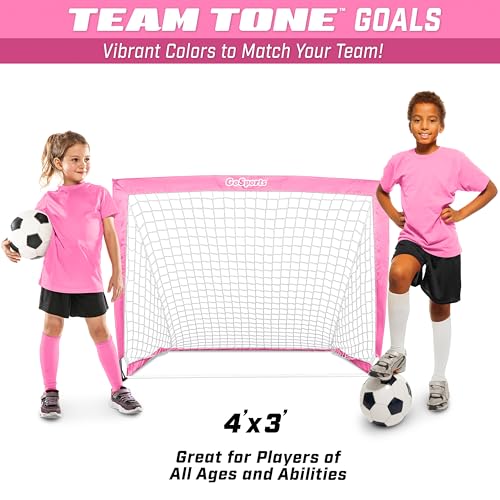 Image of GoSports Portable Soccer Goals for Kids - 13 Color Options - Choose 4 x 3 ft or 6 x 4 ft - Team Tone Pop Up Nets for Backyard