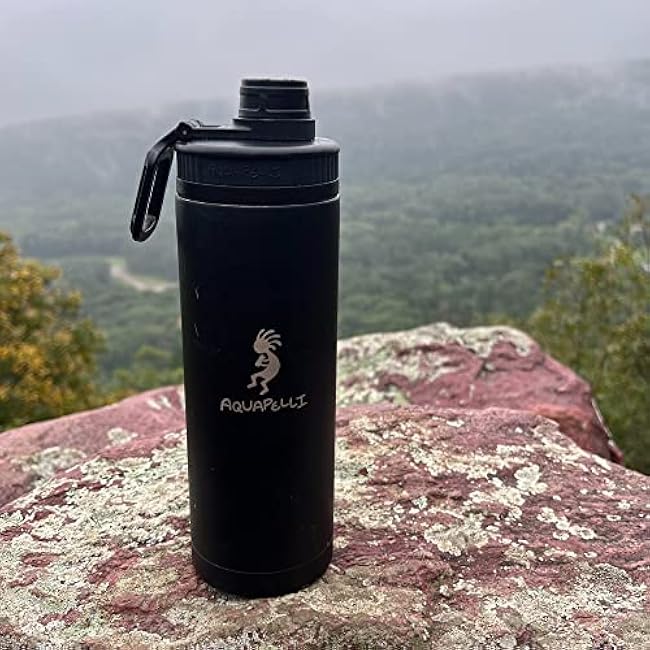 Aquapelli Vacuum Insulated Water Bottle, 18 ounces, Midnight Black