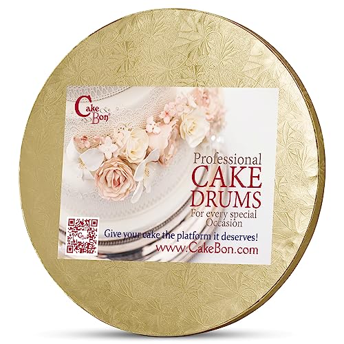 Cakebon Cake Drum Gold Cake Boards - Thick Cake Board 10 Inch Round 1-Pack - Sturdy 1/2 Inch Thick Gold Cake Boards 10 Inch Round - Professional Smooth Straight Edges Cake Base