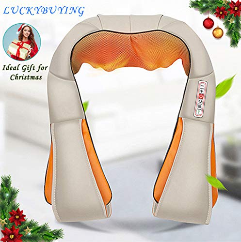 Preisvergleich Produktbild Shiatsu-Rückenmassagegerät mit Wärme - Schultermassage (Beige) AMQ-4 LUCKYBUYING
