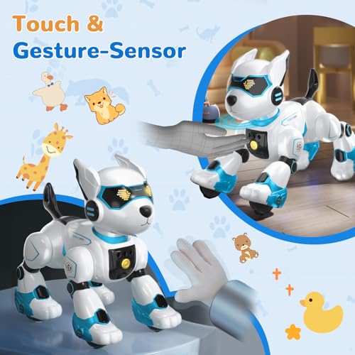 Miniatura 6 de Pranite Perro Robot Para Niños, Perro Robot Programable E Interactivo, Juguete Teledirigido Recargable Con Control Por Voz Y Gestos, Música Y Baile, Regalo Ideal Para Niños Y Niñas