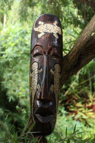 Tikimaster 3-Geckos Big Chief Tribal Mask 20 in - Primitive | #nmk220550