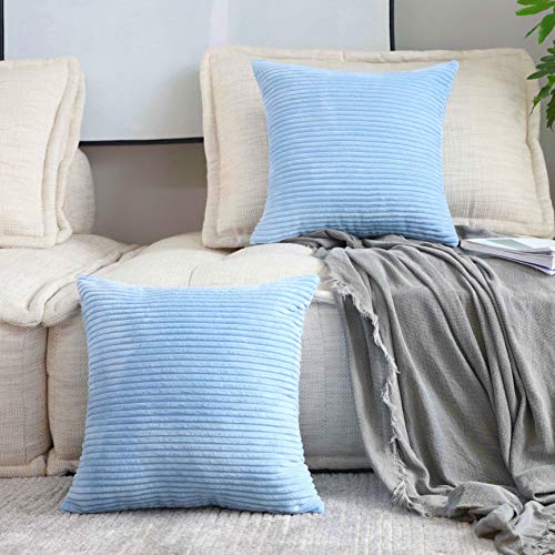 Home Brilliant Large Throw Pillows For Couch Patio Supersoft Square Textured Throw Pillow Cover Euro Sham Decorative For Bed, 26 X 26 Inches, Baby Boy Blue #TOP21