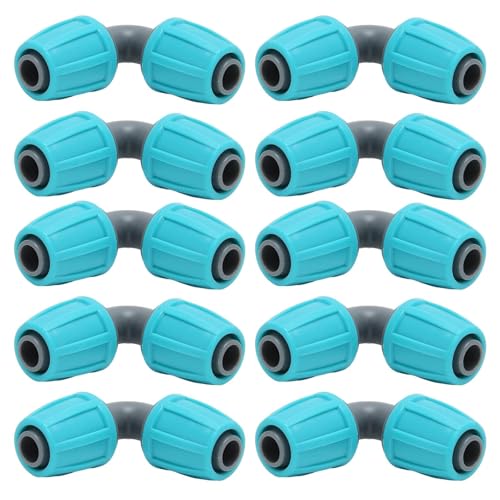 Atyhao Lock Elbow Adapter, 10PCS 16mm Lock Barbed Connector, PE 90° Elbow Hose Joint Garden Agricultural Tropfbewässerungsfitting