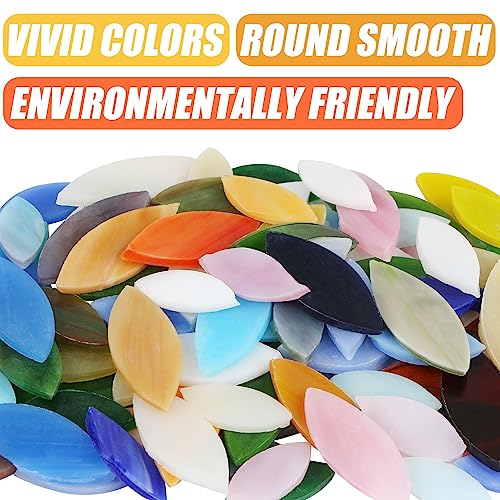 Aunifun Flat Glass Mosaic Tiles, 100 Pcs Stained Glass Mosaic, Petal Mosaic Tiles Flower Leaves Tiles For Home Decoration Diy Crafts #TOP3