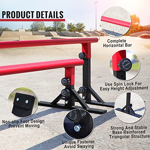 Grind Rail Height Adjustable Skateboard Flat Bar 67.7 Inch, Skateboard Ramp With Reinforced Base, Fastener And Non-Slip Rubber Pad, Suitable For Skateboarders, Inline Skaters And Scooter Riders Use #TOP2