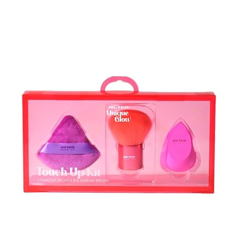 Beter - Set Brocha Kabuki y Esponjas de Maquillaje Unique Glow, Brocha para Rostro y Cuerpo, Esponja Libre de Látex y Borla para Polvos, Beauty Blender, Set Regalo, Navidad